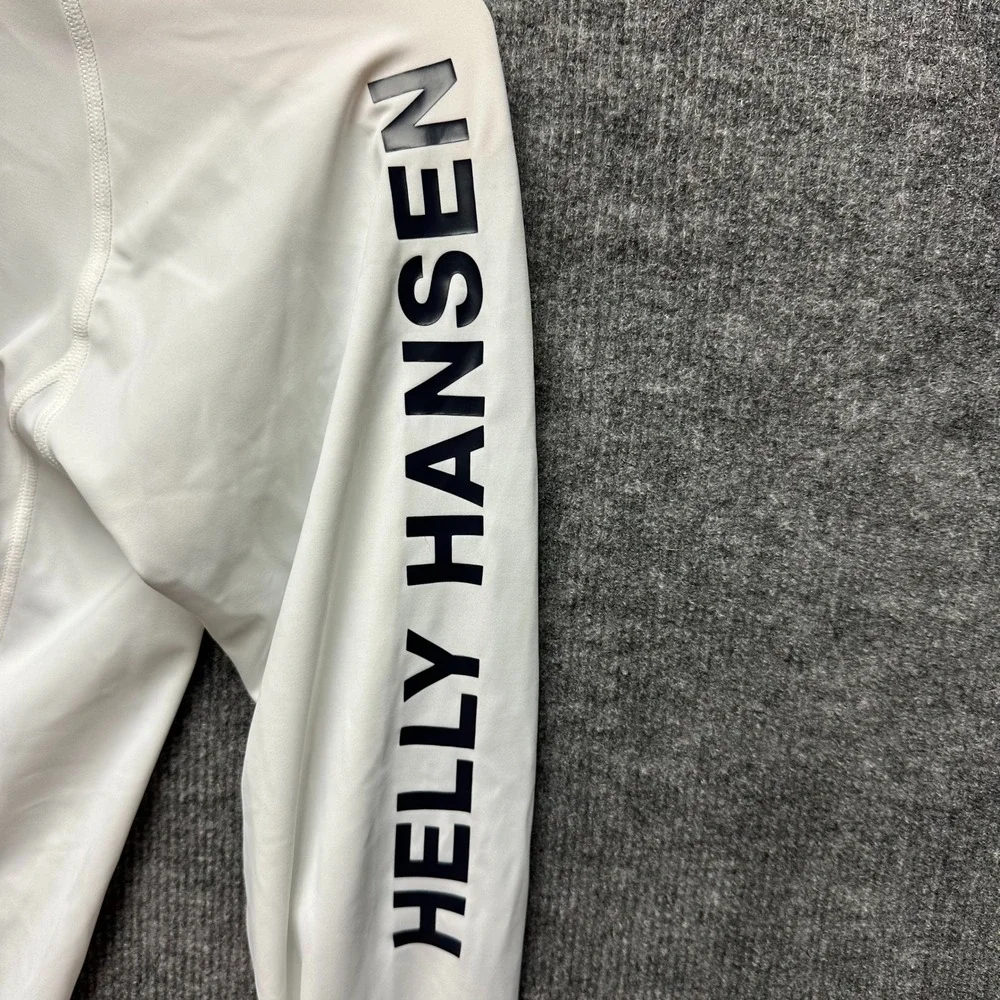 Helly Hansen Mens White Long Sleeve Rash Guard Logo Water Sports Shirt Size L